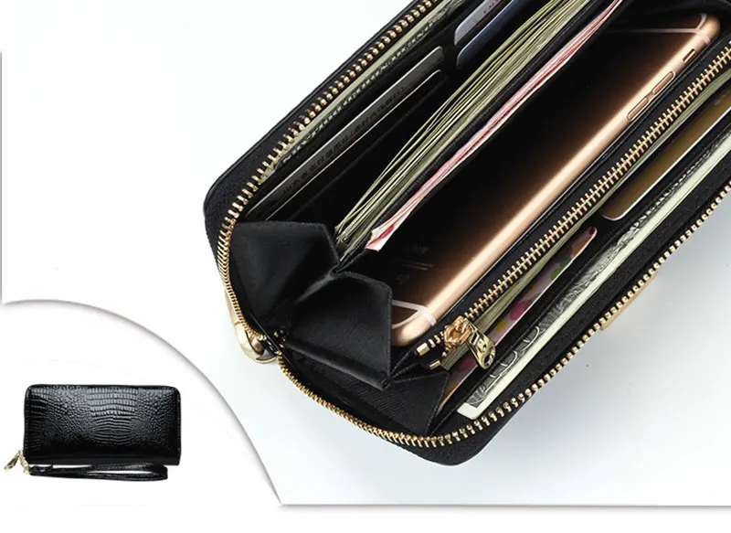 LMS 2017 New Luxury Long Women Wallet and Purses Alligator Patent Leather Zipper Cardholder Ladies Large Capacity Clutch Wallet (18)