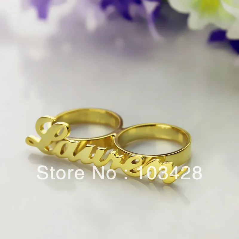 AILIN-Персонализированные Кэрри Стиль 2 пальца золотого цвета имя кольца пары имя кольцо Пользовательское Имя ювелирные изделия