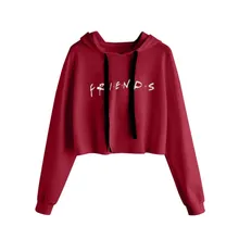 Fashion Women Long Sleeve Drawstring Hoodies Letter Printed Hoodie Casual Short Crop Tops Short Pullover velvet drawstring crop hoodie