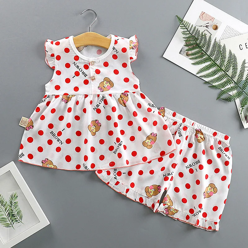 

BibiCola New 2PCS Toddler Kids Girl Clothes Set Summer Cotton Sleeveless T-shirt Tops + Shorts 2pcs Outfit Child Suit New