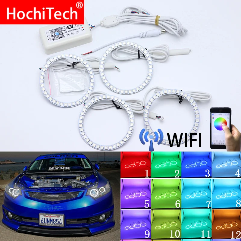 Wifi беспроводной RGB многоцветный светодиодный Angel Eye Halo кольца дневной свет DRL для acura tsx 2009 2010 2011 2012