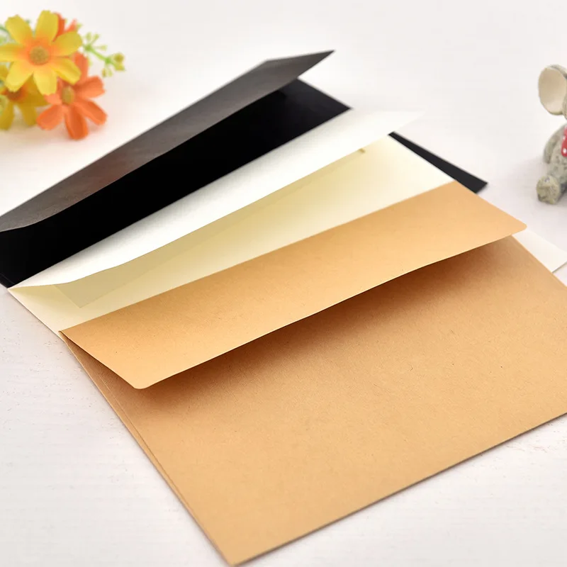 10pcs/pack 17.5x12.5cm kraft white (ivory white) black paper Envelope Message Card Letter Stationary Storage Paper Gift