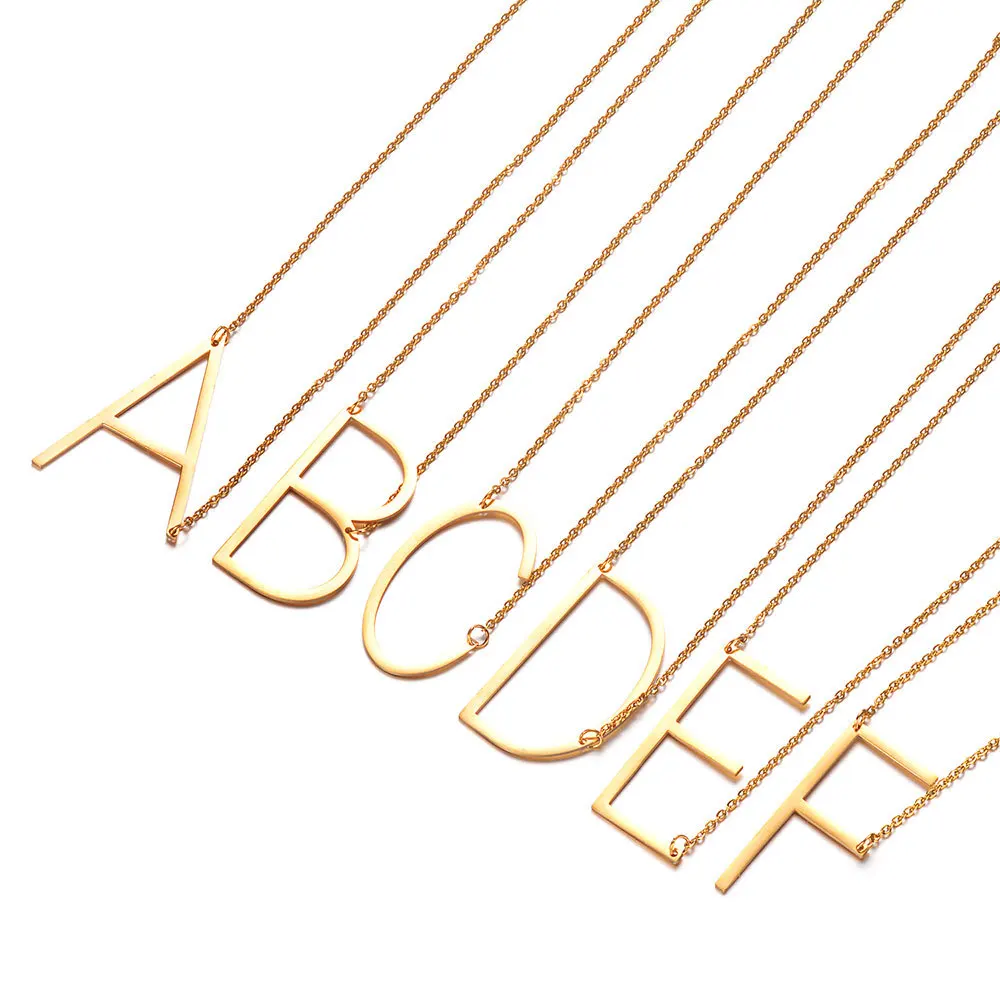 

Letter Necklaces Alphabet Initial Pendants Necklace Gold Color Stainless Steel Choker Necklace for Women Jewelry