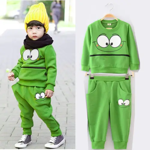 

2PCS Toddled Baby Boys Girls Kid Smiling Face Suits Pullover Long Sleeve Tops Long Pants Outfit Spring Autumn