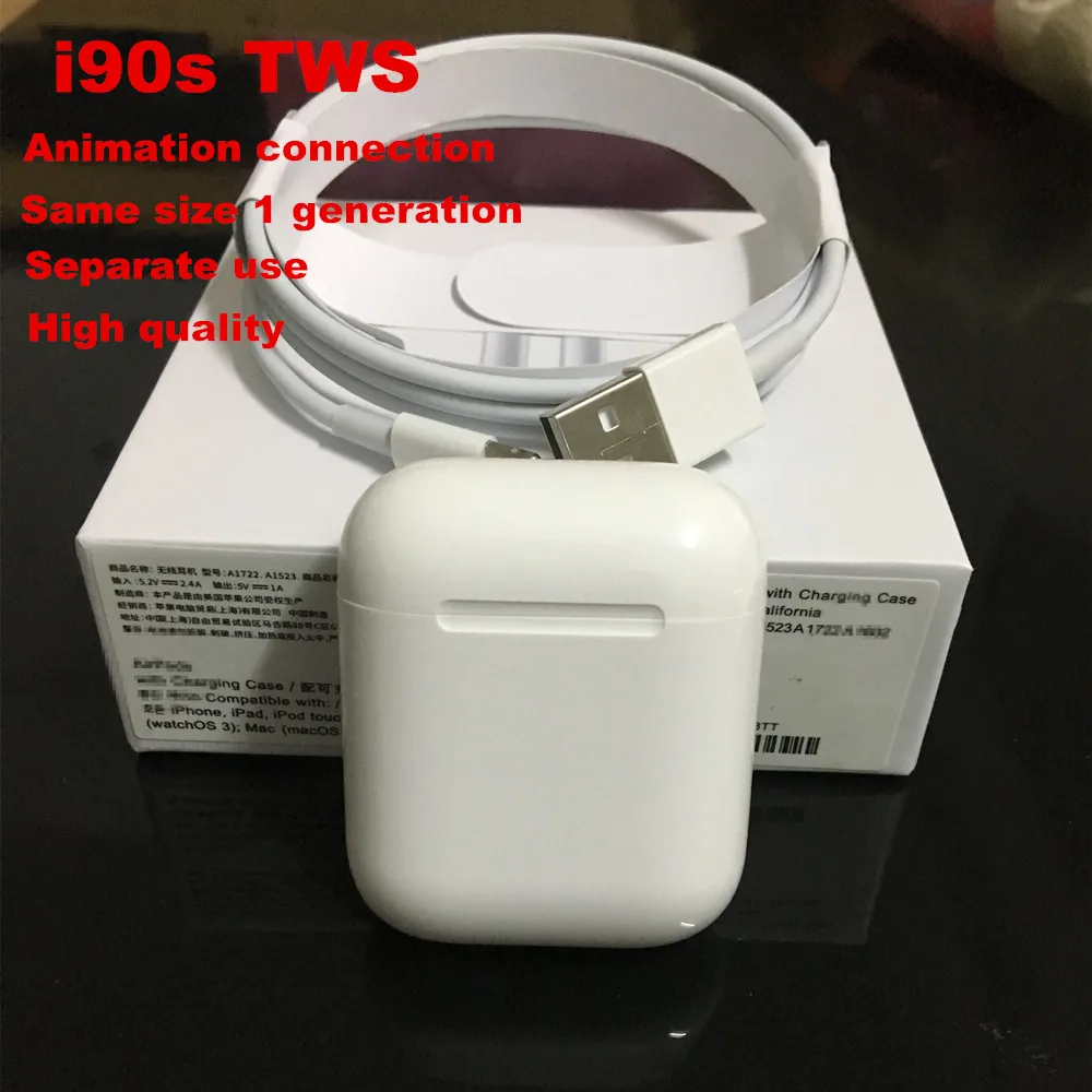 

i90s TWS Air 1:1 Separate use Earphones Pop up Bluetooth 5.0 Earbuds Hifi Sound PK W1 Chip i20 i77 i80 i200 TWS for Drop Shiping