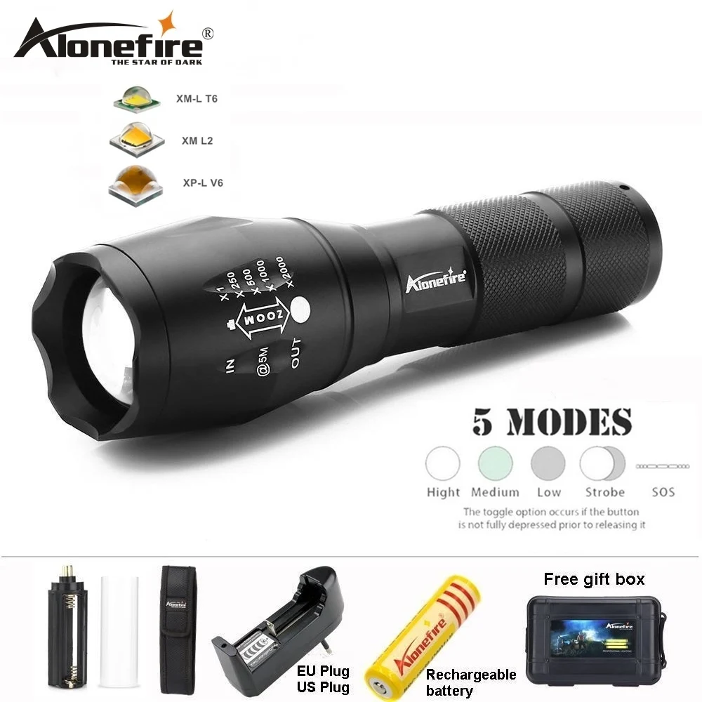 

AloneFire E17 Zoom lantern CREE XML T6 powerful Led Flashlight 5000Lumens Waterproof Led Torch for 3xAAA or 18650 lithium batter