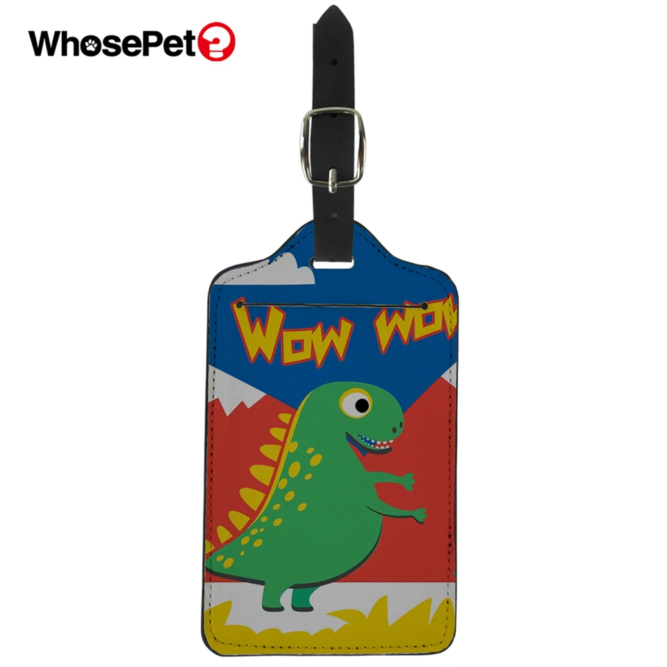 

WHOSEPET Cool Luggage Tags Cartoon Identifier Label ID Address Holder Little Dinosaur Pattern Traveling Accessories Suitcase Tag