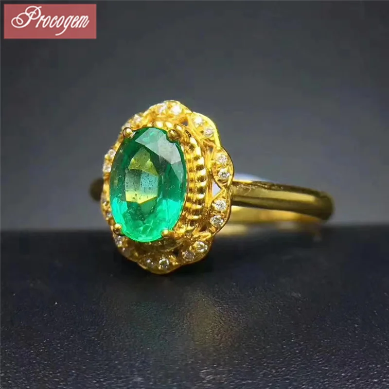 

Natural Emerald Rings for Women 4mmx6mm Luxurious fine Jewelry Emerald Jewelry Cuted Genuine Gemstones 925 Sterling silver #174