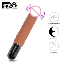 YUELV 10 Speeds Realistic Dildo Vibrator Female Masturbation Vagina Silicone Massage Wand G-spot Stimulate Sex Toys For Women