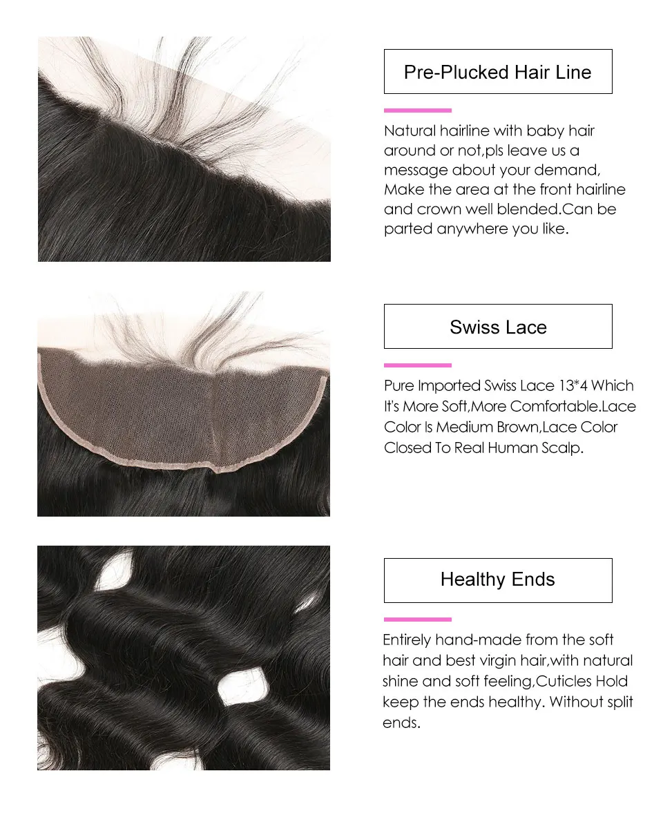 Hair Villa Pre plucked Peruvian Body Wave Lace Frontal Closure 13x4 Ear to Ear Remy Human Hair Free Part Lace Frontal Closure (8)