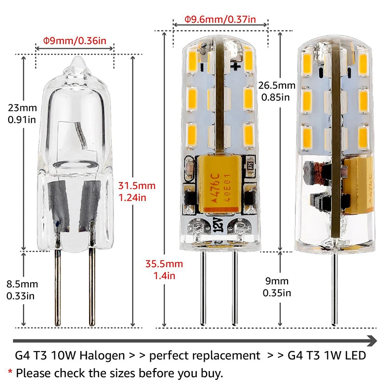 G4 LED Bulb 12V AC DC 1.5W 2W 3W 4W leds G4 Light Lamp lampada lampara bombillas 360 Beam Angle Replace 10W 20W 25W 35W Halogen