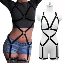 Goth – ceinture porte-jarretelles pour femmes, sangle de buste, Punk, costume pour femmes, Lingerie Sexy, vêtements Rave, attache, haut du corps, harnais élastique