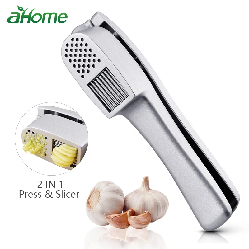 

2In1 Garlic Press And Slicer Die Cast Non-stick Coating Kitchen Gadgets Ginger Garlic Kitchen Tool