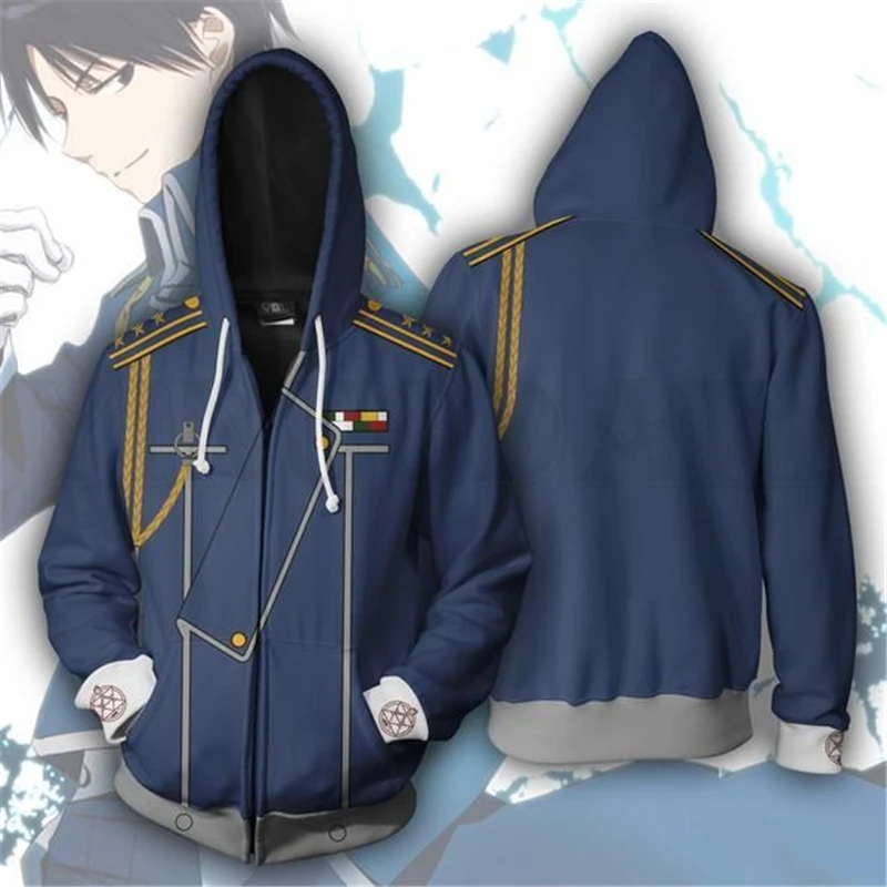

Anime Fullmetal Alchemist Sweatshirts Men and Women Zipper Hoodies 3d Print Hooded Jacket for Boys Heatblast Harajuku Streetwear