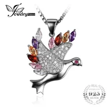 Cuatro Colores de Pluma de Paloma de La Paz Colgante de Ley 925 Colgante de Plata para Las Mujeres Del Partido de La Moda de Joyería Fina Mejor Regalo