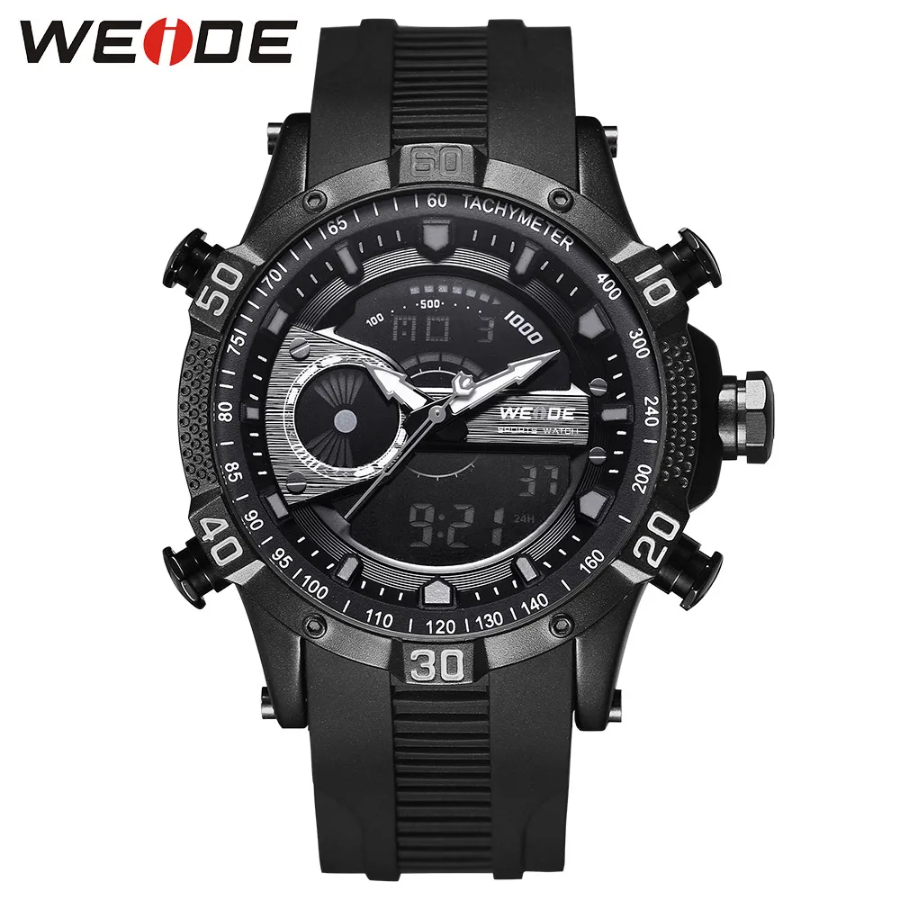 WEIDE Роскошные Брендовые спортивные мужские Цифровые кварцевые часы из нержавеющей стали, мужские водонепроницаемые электронные армейские часы с будильником в стиле стимпанк - Цвет: Кофе