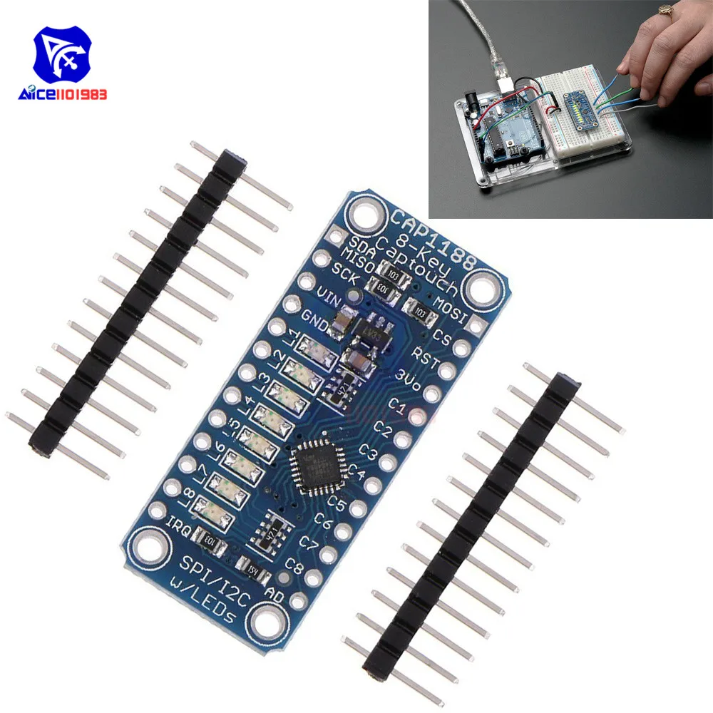 Емкостный сенсорный датчик CAP1188 с 8 кнопками Модуль разрыва SPI I2C Captouch LED для