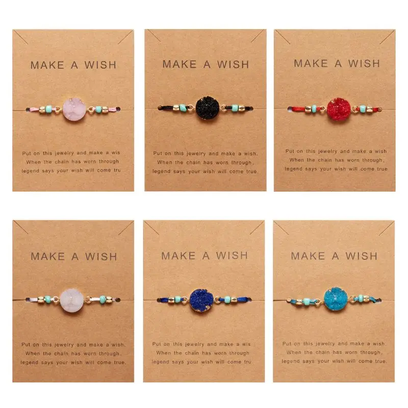 

Make a Wish Resin Stone Lucky Weave Rope Bracelet Adjustable Fashion Jewelry