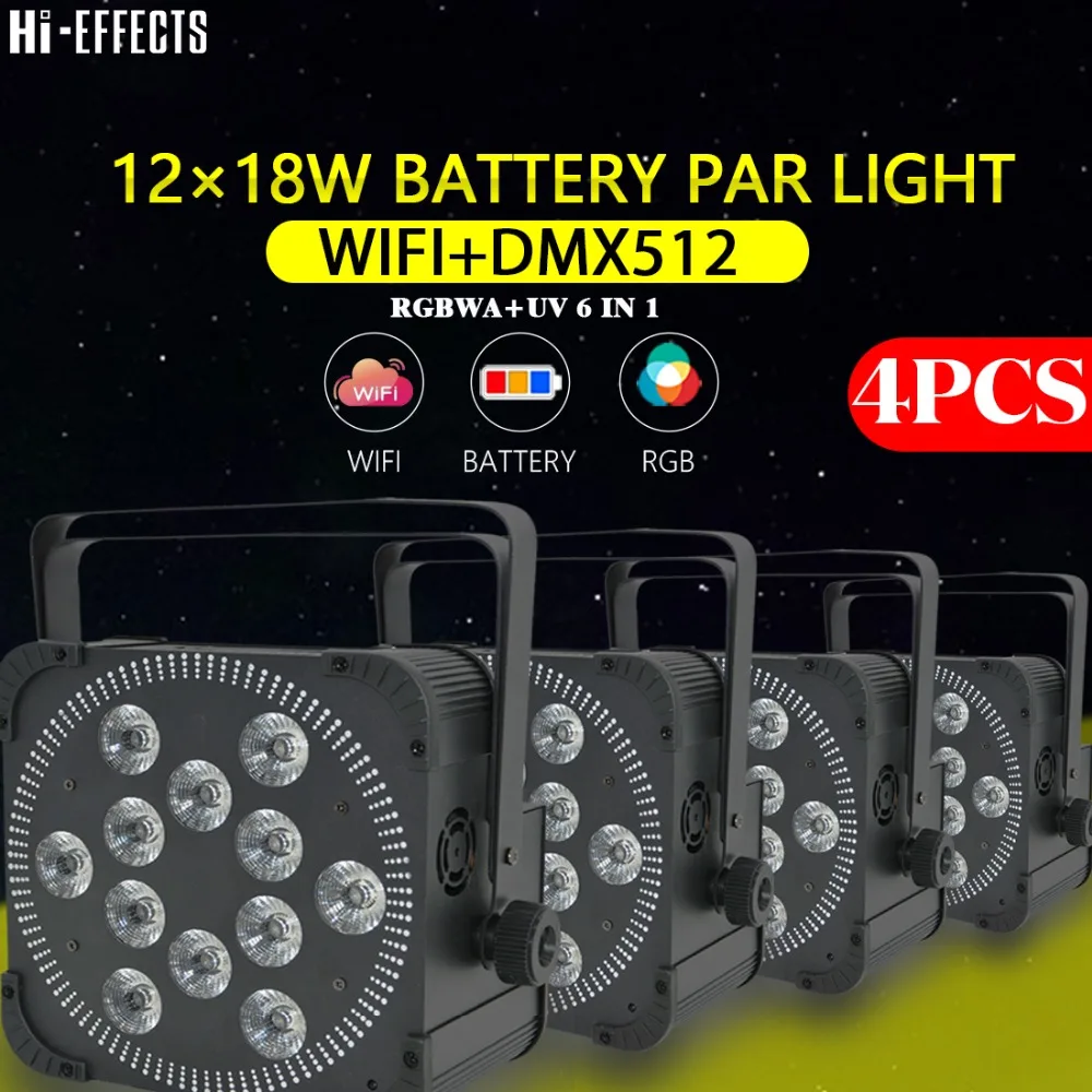 4 шт./лот 12x18 Вт Светодиодный прожектор DMX512 с Wi-Fi приложение для Iphone дистанционное
