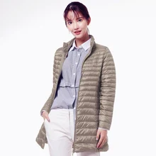 Плащ пуховик Женская Осенняя обувь зима 90% белая утка перо куртка Тонкий Теплый Женский Пиджаки Стенд воротник Теплая парка LY863