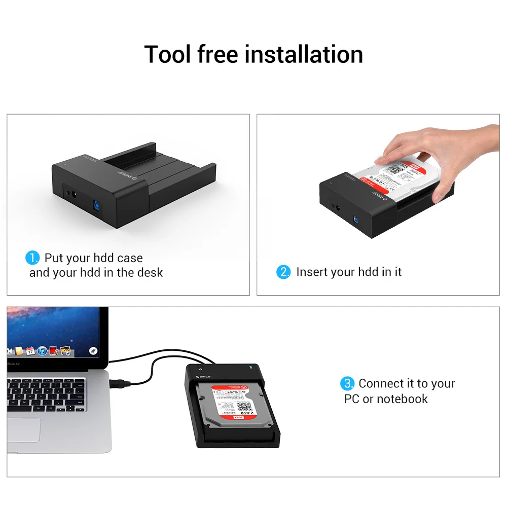 ORICO USB3.0 to SATA внешний корпус жесткого диска HDD SSD док-станция Поддержка 8 ТБ диск инструмент бесплатно для 2,5 3,5 дюймов HDD