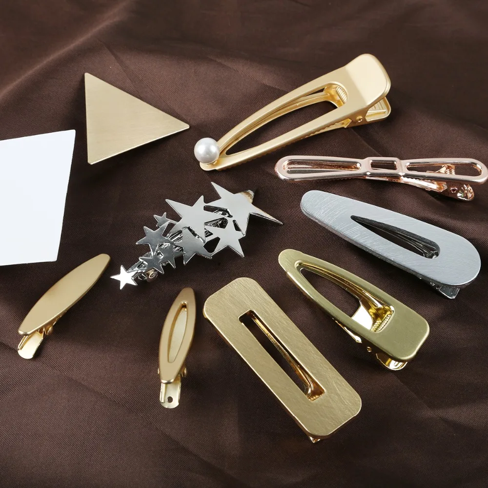 

Vintage 38 Styles Gold Silver Color ins Korea Style Hollow Metal Barrette Pearls imitation Handmade Hair Clips Accessories 1Pc