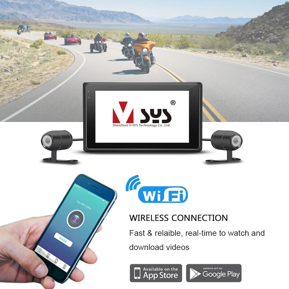  SYS VSYS M2F WiFi Motorcycle Camera Recorder Dash Cam Dual SONY IMX323 1080P Front Rear Waterproof 