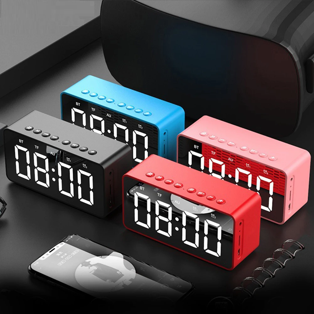 BT506 Wireless LED Display Mini Mirror Screen Alarm Clock Bluetooth Speaker Gift hot