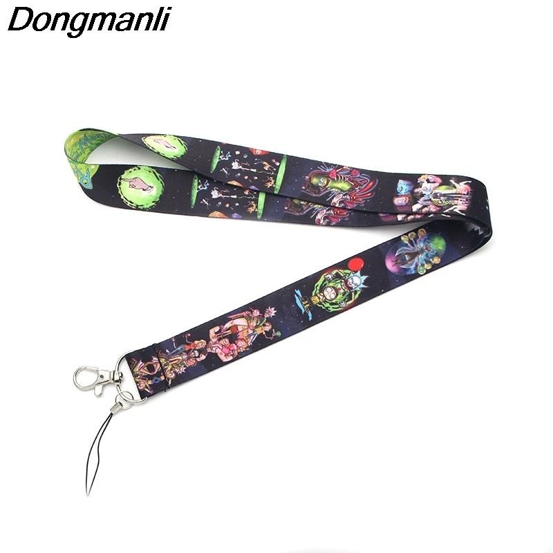 

M1501 DMLSKY Cartoon Strap Rick and Morty Hand Wrist For Mobile Phone USB ID Badge Holder Clip Lanyard for necklace