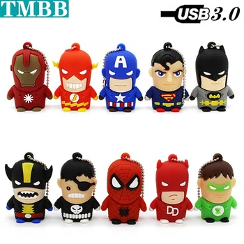 

Cartoon characters USB 3.0 usb flash disk 128GB 256GB 16GB 32G 64G pen drive The Avengers memory stick plastic U disk super Hero