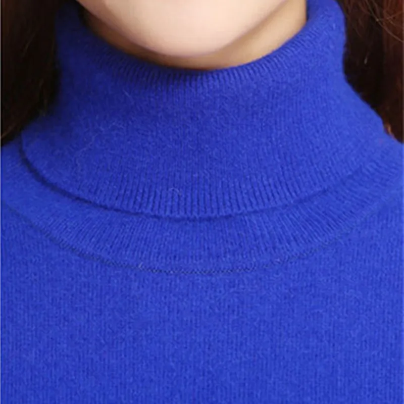 Autumn winter cashmere Knitted sweater female pullover Plus size turtleneck sweater women basic Bottoming sweater warm tops H533