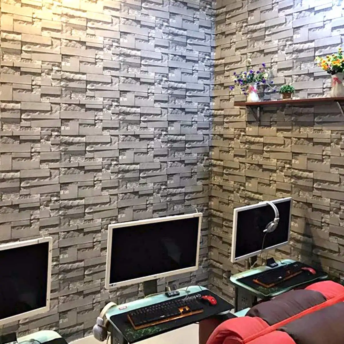 3D Wallpaper Bedroom Living Mural Roll Modern Faux Brick Stone Wall Paper Non woven Fabrics 