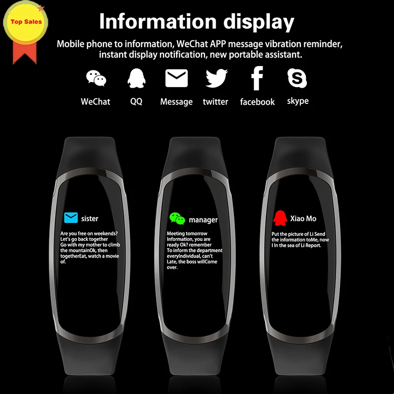 

0.96 inch IPS color screen Android IOS Heart Rate Band Sleep Monitor Blood Pressure Fitness Tracker Waterproof Sport Band fo men