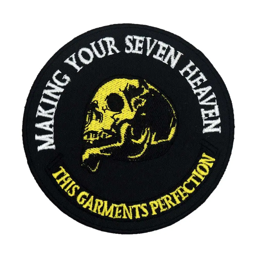 MAKING YOUR SEVEN HEAVEN SKULL iron on backing funny punk rock embroidered biker motorcycle patches | Дом и сад