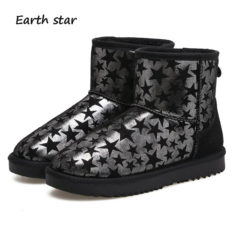 

Casual Shoes Women Fashion Brand Warm Snow Boots zapatos de mujer Winter New chaussures femme Fur botas mujer with Star Black
