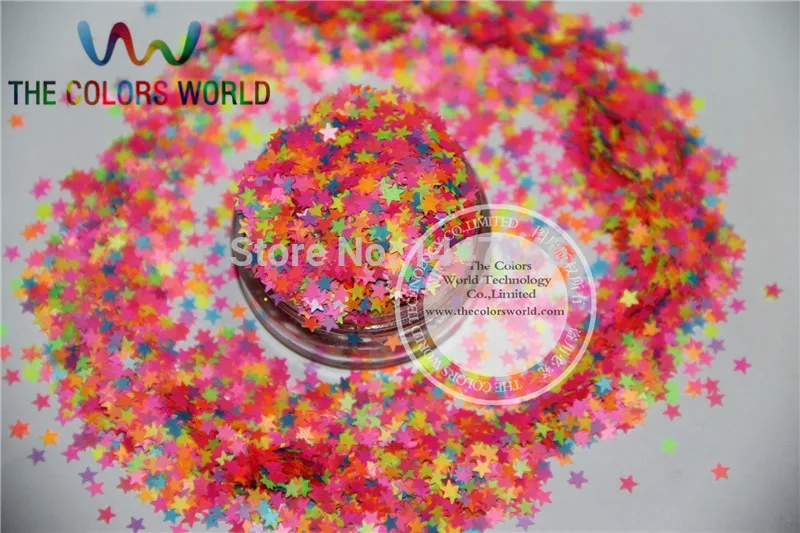 

SN3-85 Mix Neon Colors Solvent Resistant Star Shape 3MM Glitter Sequins,Spangles For Nail Art Decoration Makeup Facepaint Manual