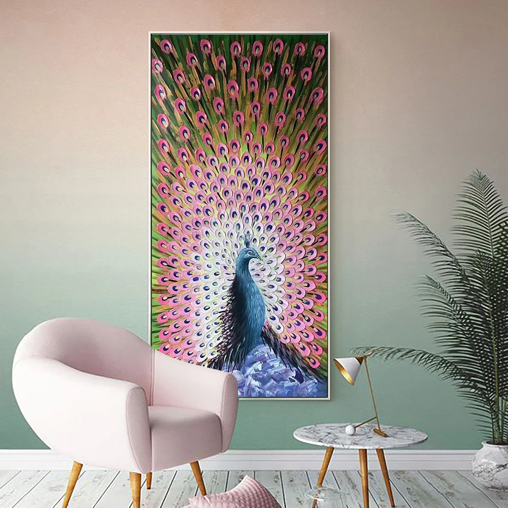 

100% Animal Handpainted canvas painting peacock print Paintings Wall Art for Living Room Home Hand Painted poster and prints #30