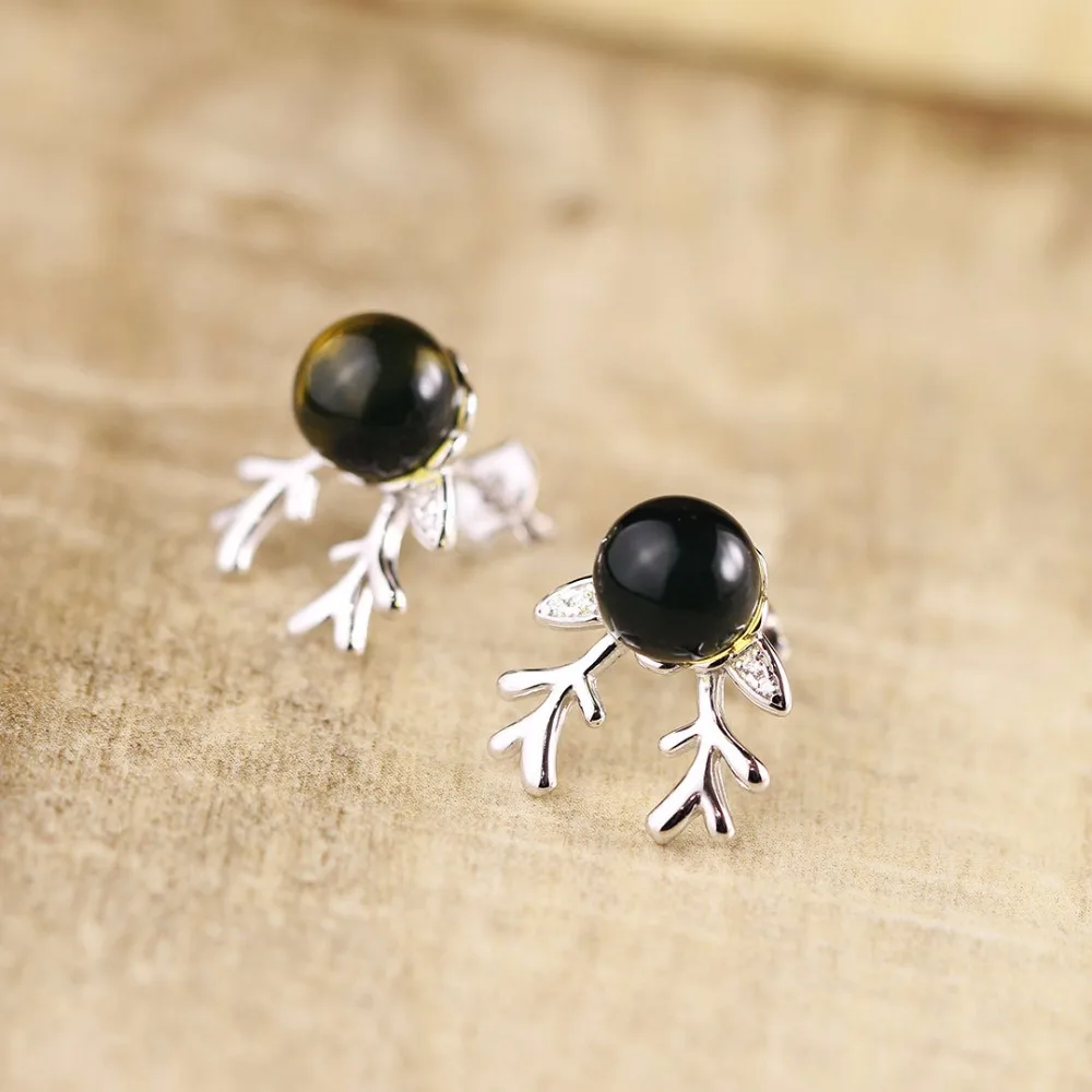 L&ampP Mexico Amber Reindeer Stud Earrings For Women 100% 925 Sterling Silver Fine Jewelry Birthday gift | Украшения и аксессуары