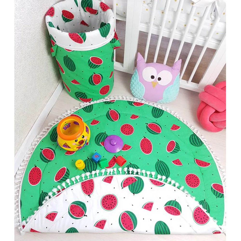 INS Watermelon Double Side Play Mats Carpet Baby Crawling Rug Pompom Kids Girls Room Decoration Rugs for Children Rooms Props | Дом и сад