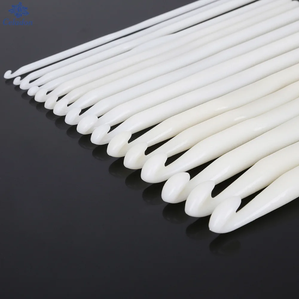 Крючки для вязания белые пластиковые крючки длина 14 см 3 Φ 10 мм|knitting needles|plastic