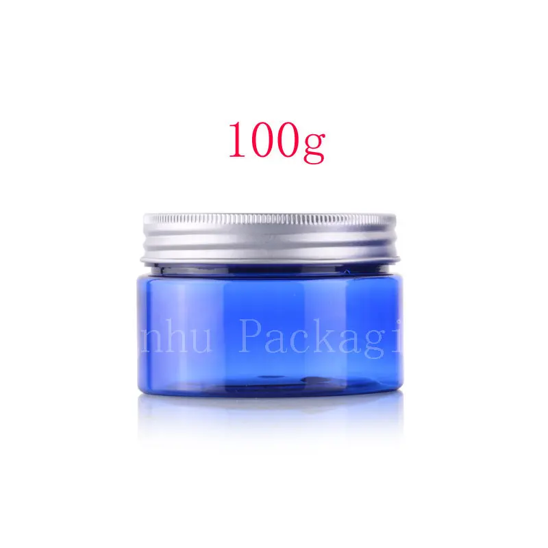 

100g round blue color empty Plastic Cream mask PET bottles jars containers for cosmetic packaging skin care cream tin 100ml X 50