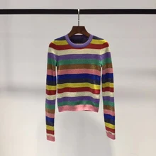 KENVY брендовый Модный женский высококачественный роскошный осенний элегантный Радужный вязаный шерстяной свитер