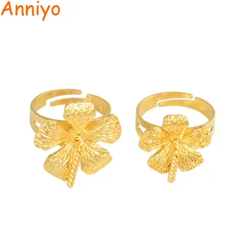 

Anniyo ( TWO SIZE) Flower Ring for Women Girls Free Size Rings Gold Color Blossom Jewelry Party Gifts #155806