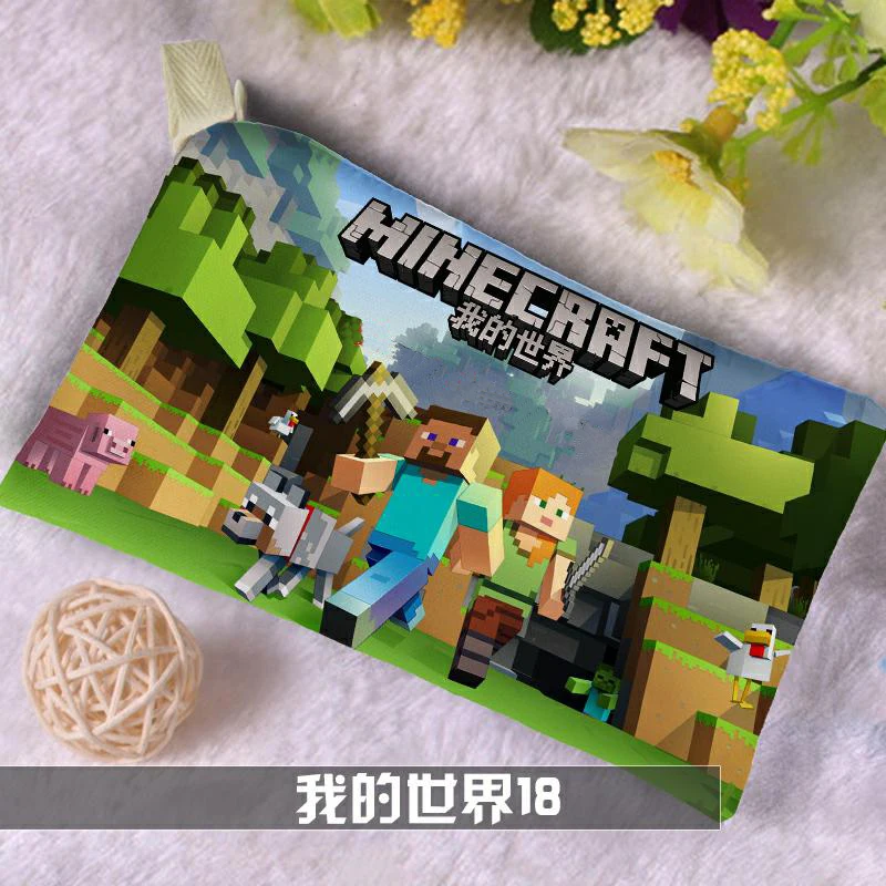 

Minecraft Pencil Case for Boys Girls Kawaii Canvas Pencil Bag Cartoon Zipper Pen Box School Supplies Bts Stationery Gift