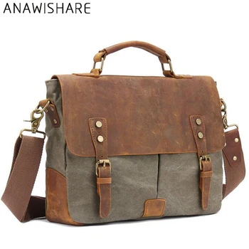 

ANAWISHARE Vintage Men Canvas Messenger Bags Male Tote Bags Crossbody Bag For School Travel Bag Designer