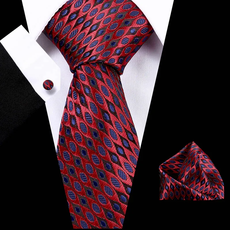 

145cm Length 60 Styles Striped Men Tie Blue Hanky Cufflinks Sets Men's Silk Tie For Men 7.5cm Tie Business Party Cravatte