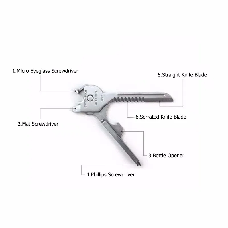 EDC 6 в 1 многофункциональный ключ подвесной нож отвертка-открывашка для наружной самообороны Кемпинг Туризм поддержка