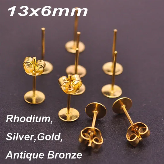 1000sets Lot 6mm 18k Gold Earring Stud Ear Nail Flat Base Cup Posts 1000sets Lot 6mm 18k Gold Earring Stud Ear Nail Flat Base Cup Posts With Erfly