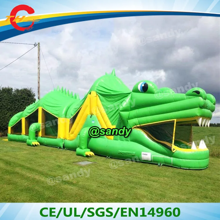 

kids crocodile giant inflatable obstacle course, commercial inflatable bouncy castles jumping bouncer jumper slide playground