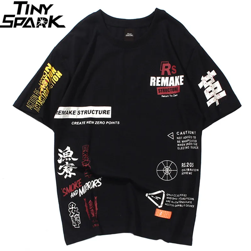 

2019 Hip Hop T Shirt Streetwear Men Harajuku Kanji T-Shirt Graffiti Printed Fashion Summer Tshirt Short Sleeve Cotton Tops Tees